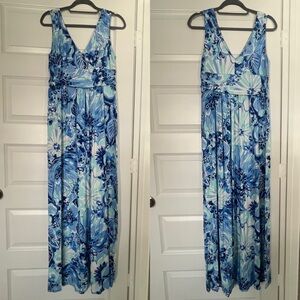 Lilly Pulitzer Sloane Dress Coastal Blue Catch N Keep Sleeveless Maxi